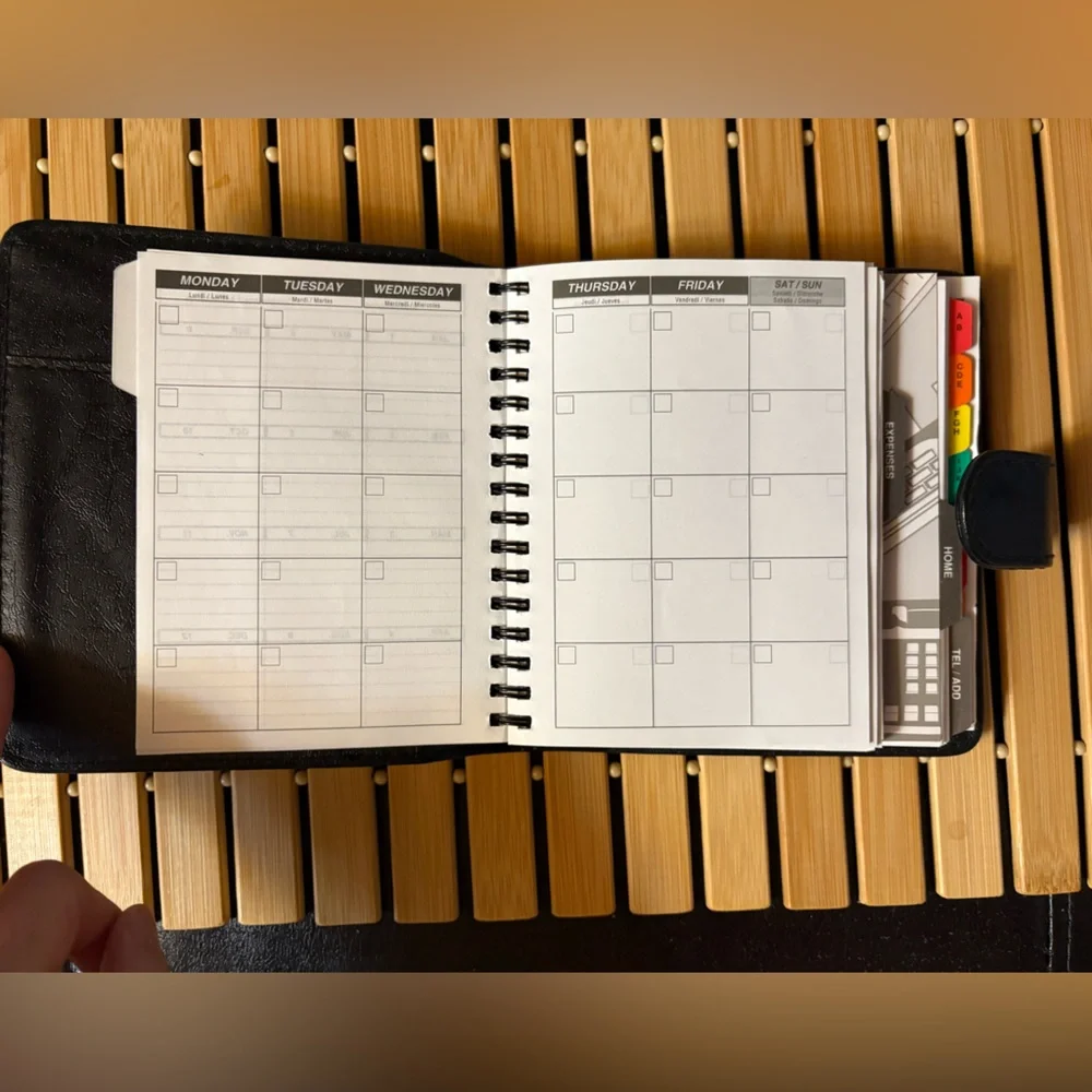 Black Faux Leather Planner - No Specific Year - Can be used for any